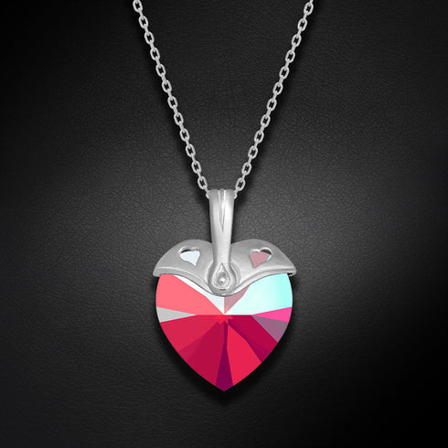 Серебряный кулон "Купидон (Light Siam Shimmer)" с кристаллами Swarovski™
